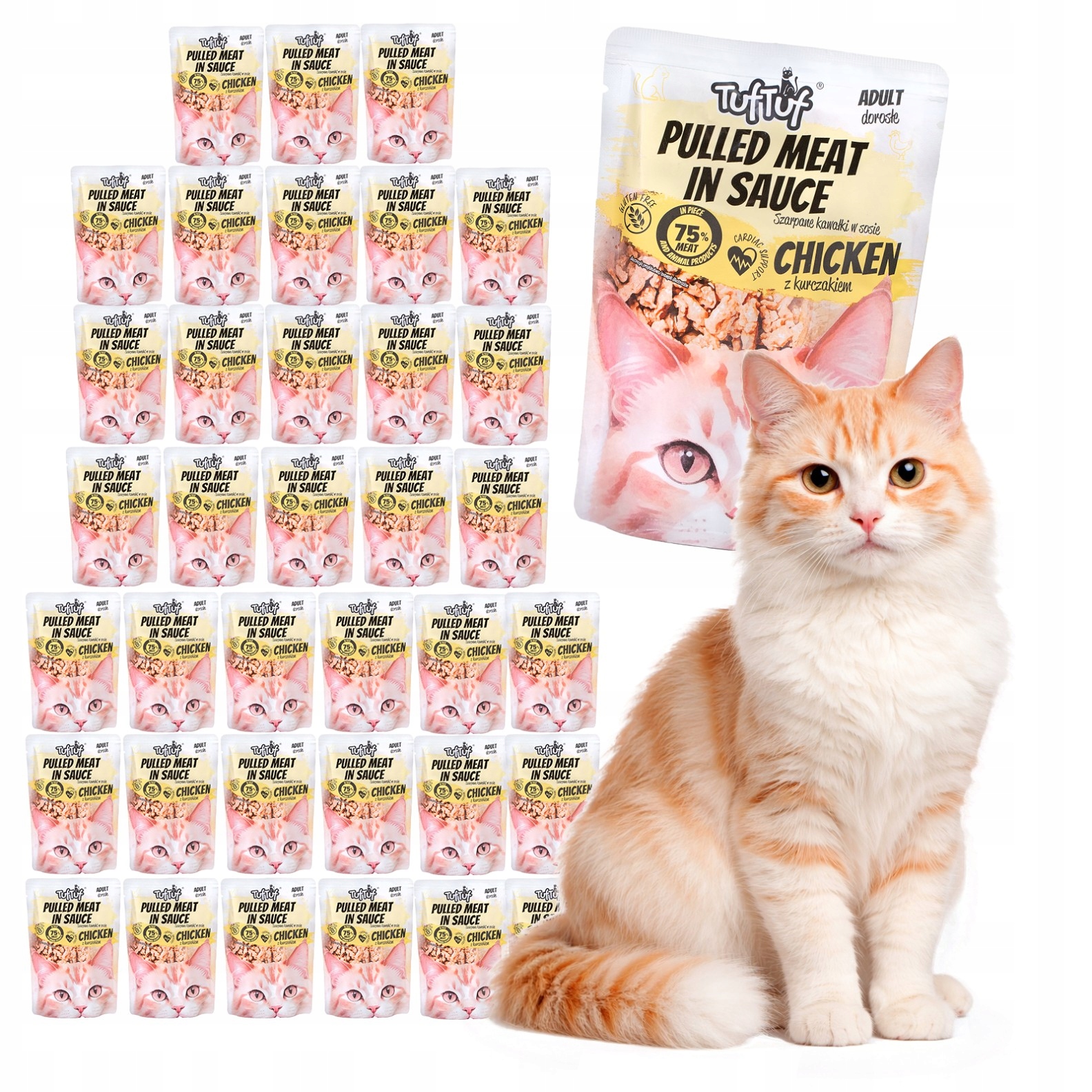 Levně Mokré Krmivo Pro Kočky Tuf Tuf kapsička na kousky s kuřecím masem 40x100 g