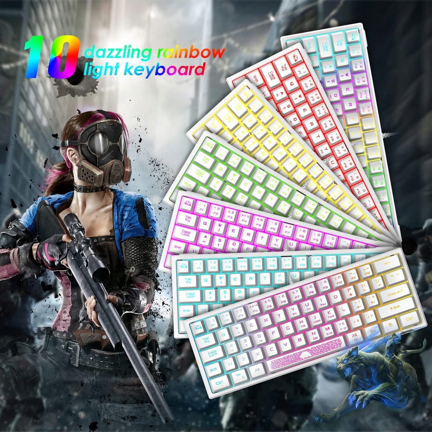 Podświetlana Klawiatura i Mysz Mechaniczna RGB - Motywem Plastra Miodu Kod producenta B08JYCT4Z4
