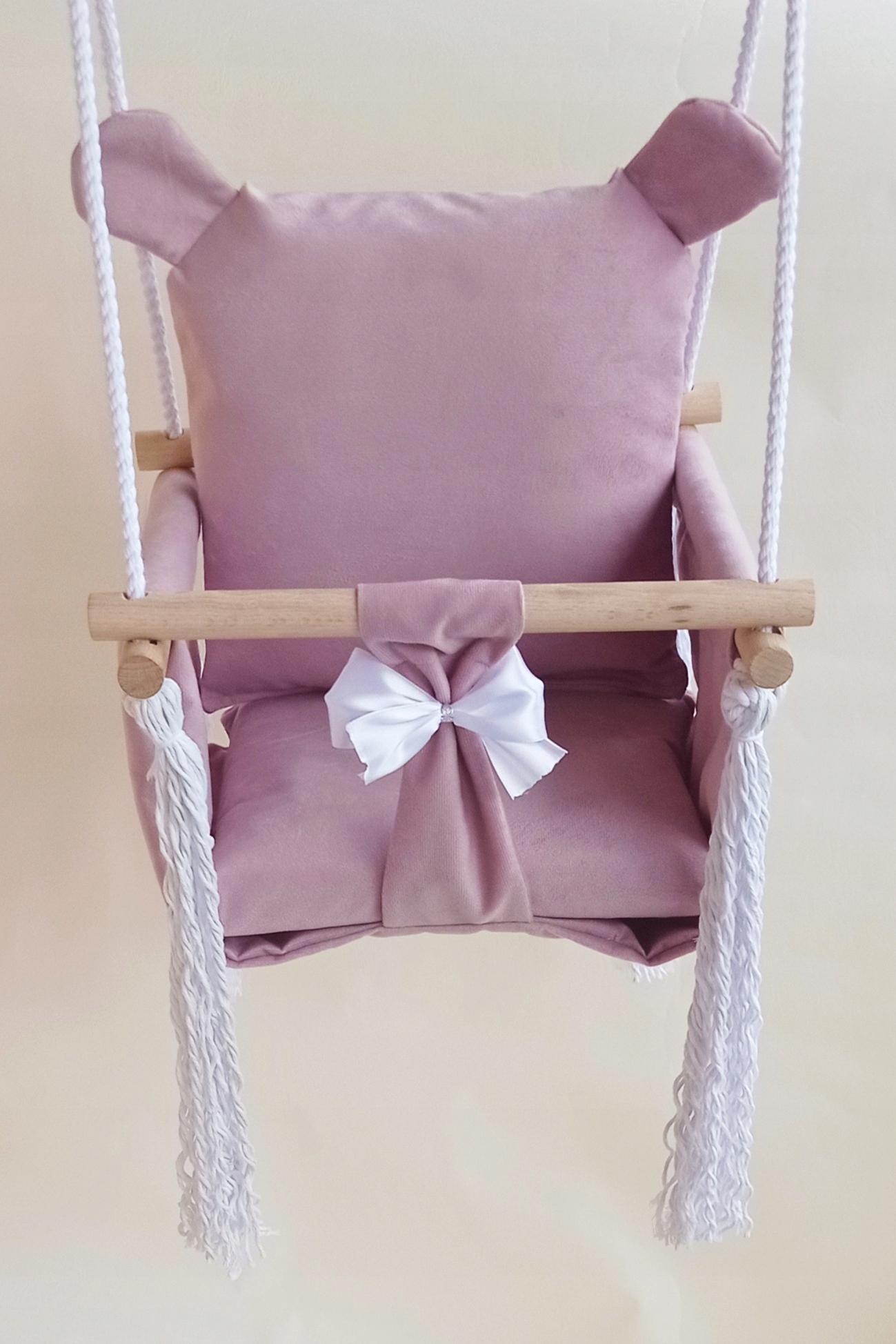 HUŚTAWKA DLA DZIECI miś kubełkowa RÓŻOWY dom ogród pokojowa prezent welur Marka Szczerbuś