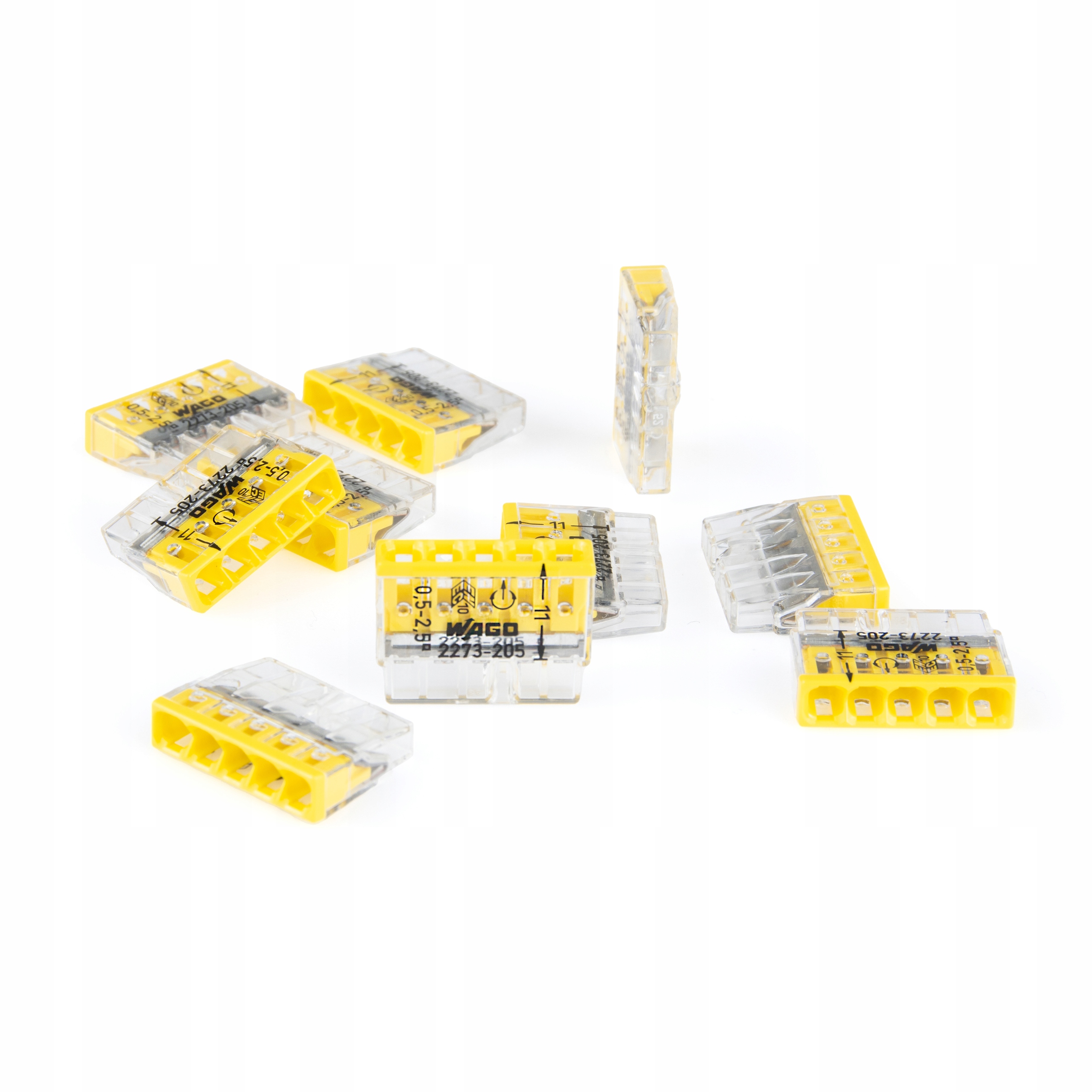 100x WAGO szybkozłączka kostki elektryczne 5x0,5-2,5 mm² drut 2273-205 WAGO