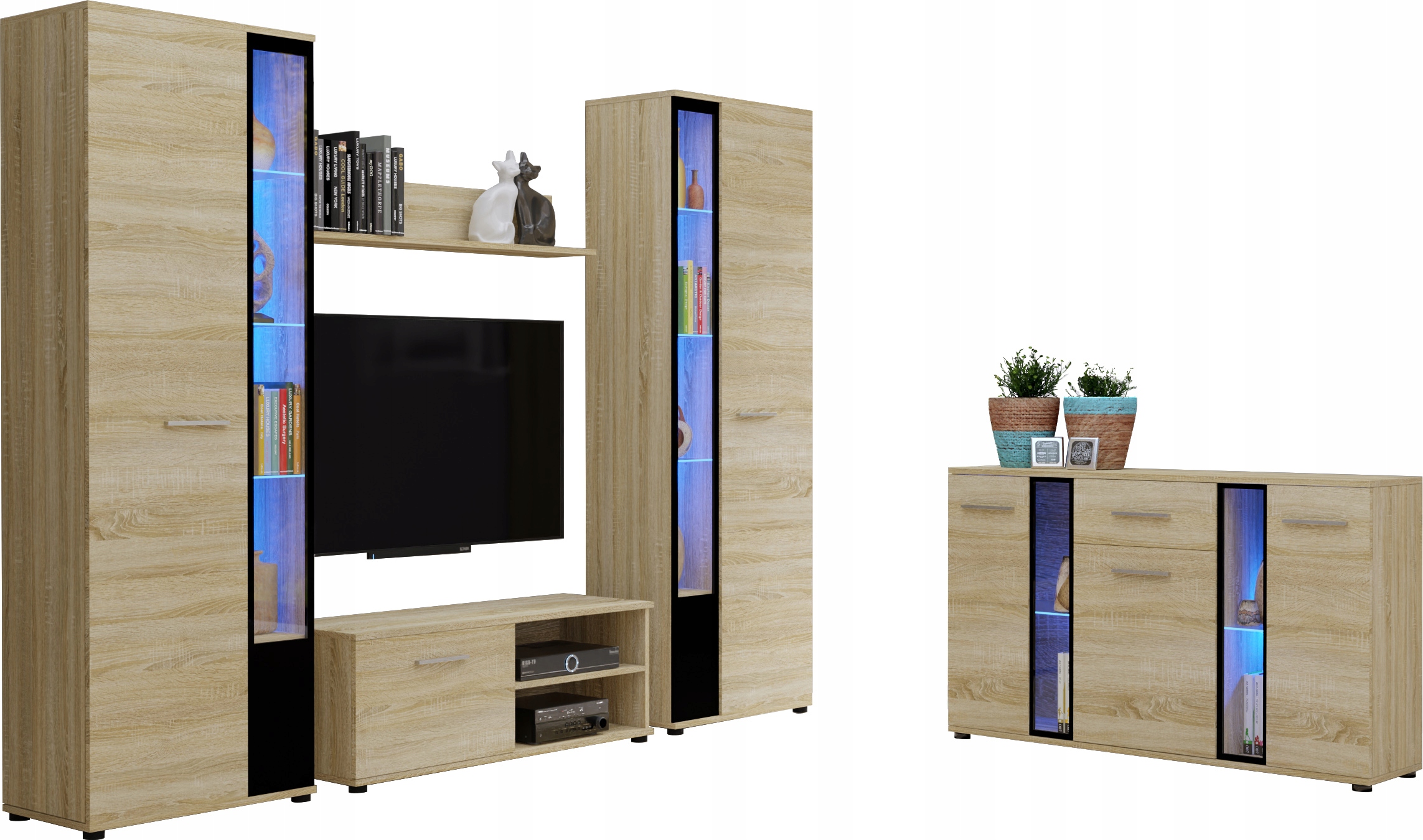 

Zestaw mebli Komoda Rtv Witryna Cube XL sonoma