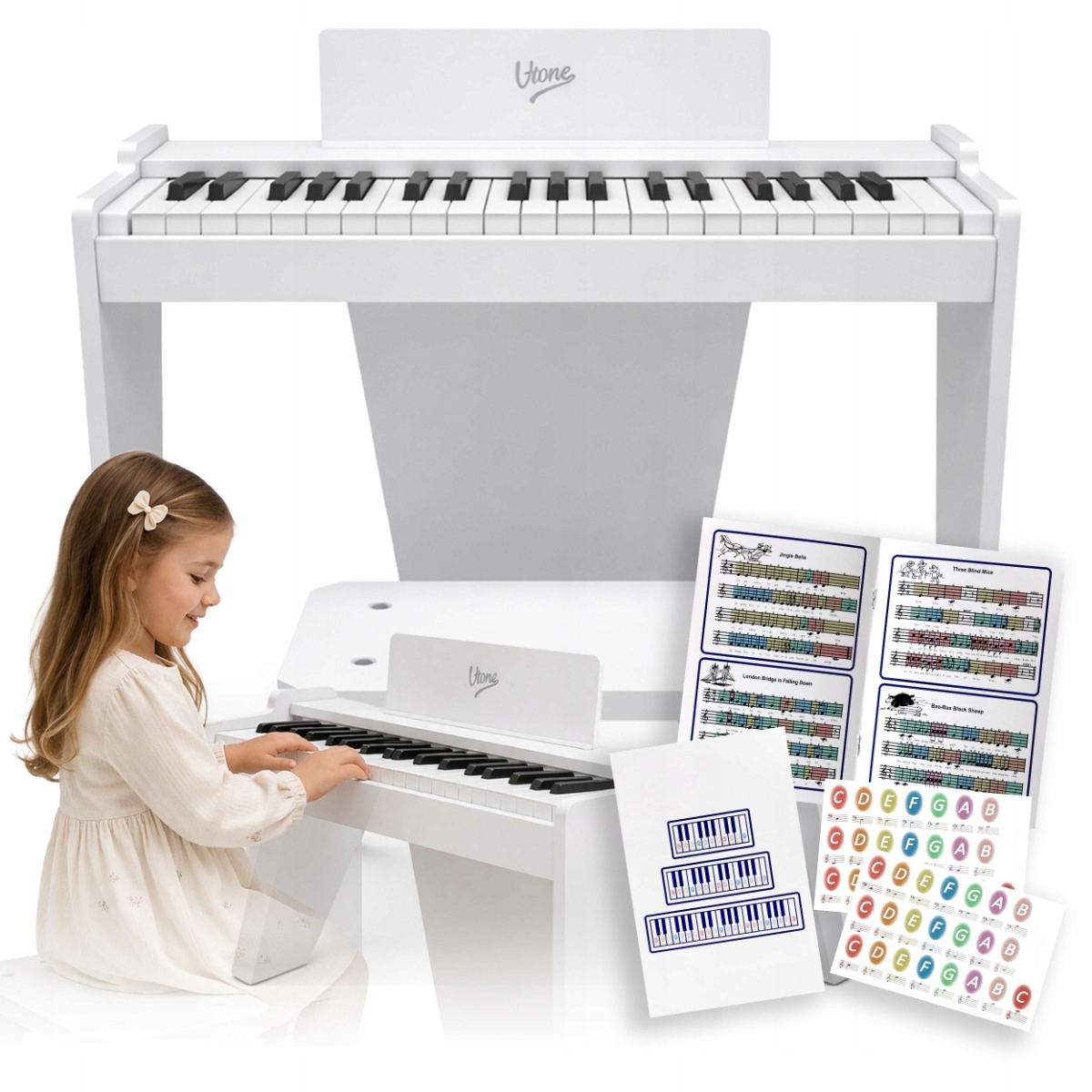 Digitální Piano Pro Děti 37 – Vzdělávací Klávesy, Klávesy Stolička, Bílá Barva