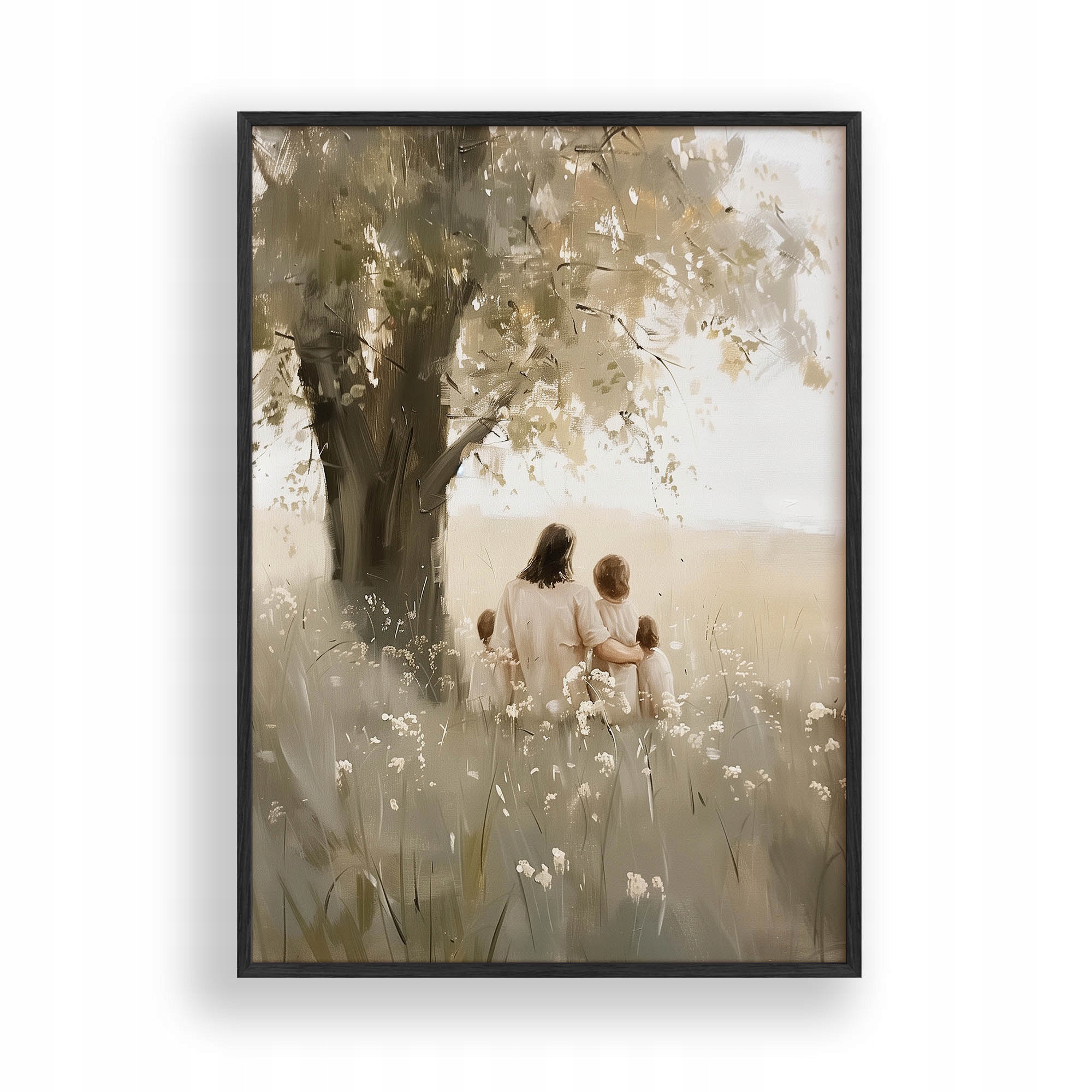Obraz Ježíš s dětmi Plakát Rámeček Dřevěný Černý 30x42 cm