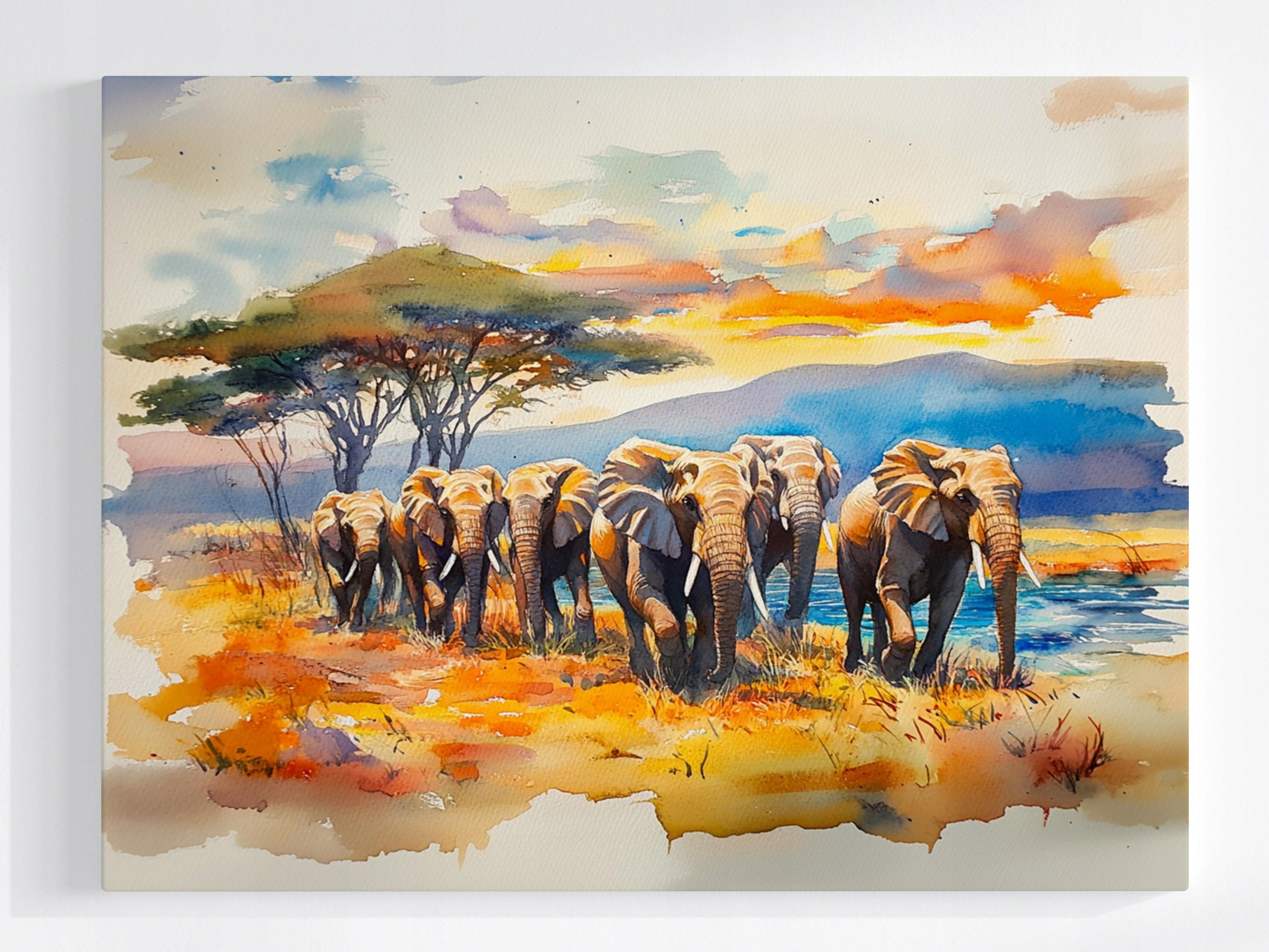 Obraz Na Plátně Canvas Slon Stádo Putování Procházka Afrika 100x75