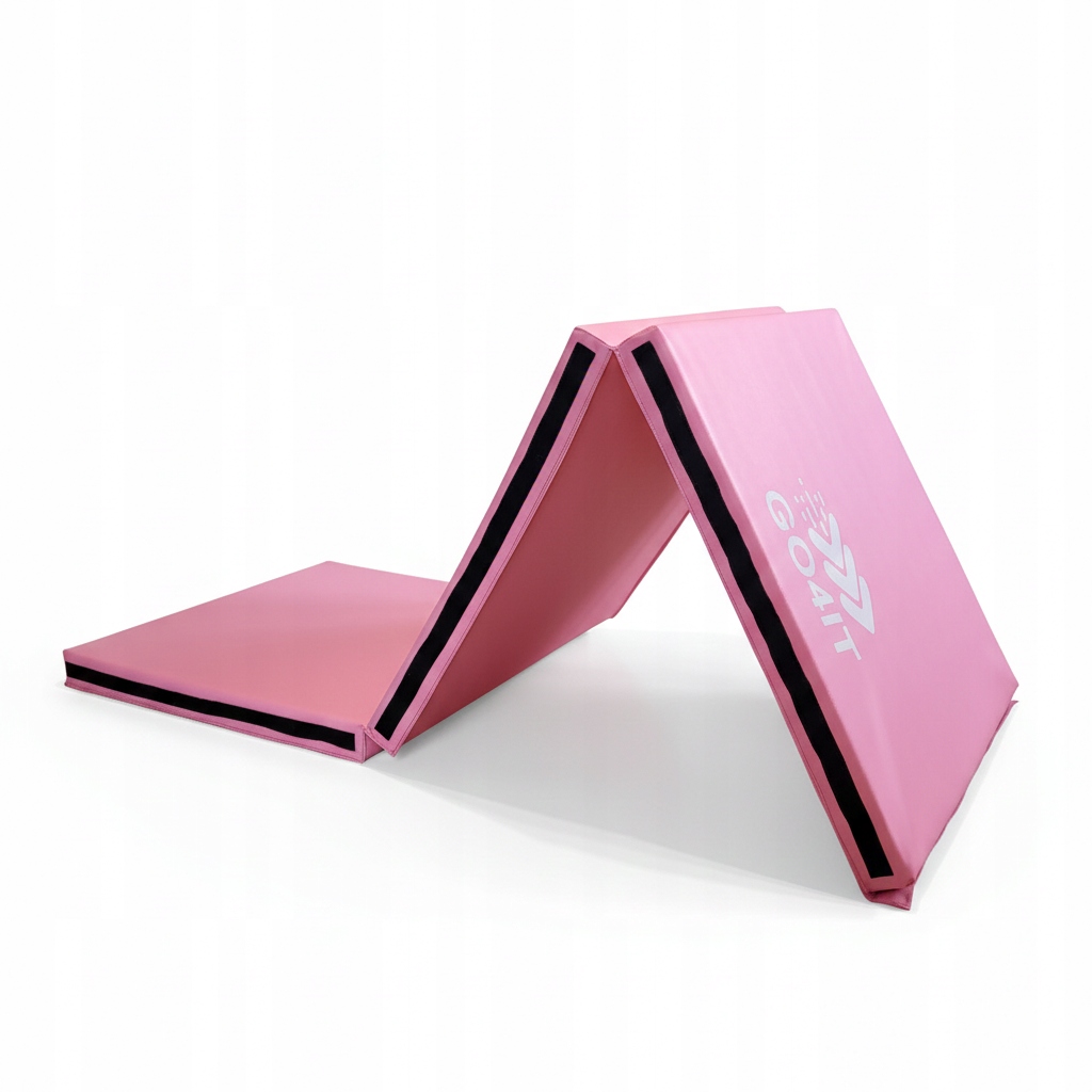 Materac Gimnastyczny Składany 180x60x5cm rehabilitacja mata różowy rzepy