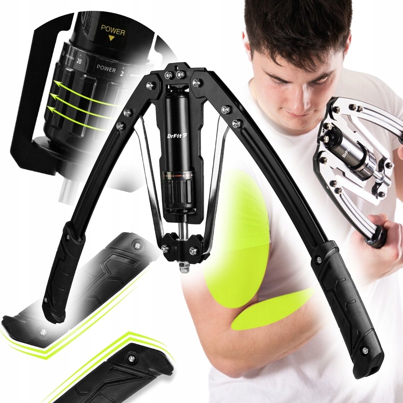 Regulovatelný expandér 10-200 kg Hydraulický stlačovač pro cvičení rukou