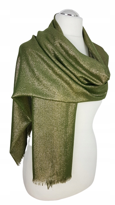 

4 Elegancki Szal na sukienkę Zielony ze srebrnym