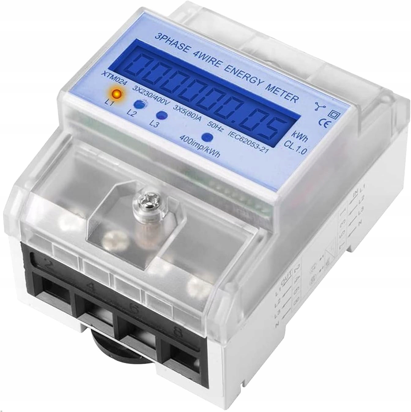 Měřič proudu XTM024 třífázový 230 V/400 V, 80 A. s impulsním výstupem