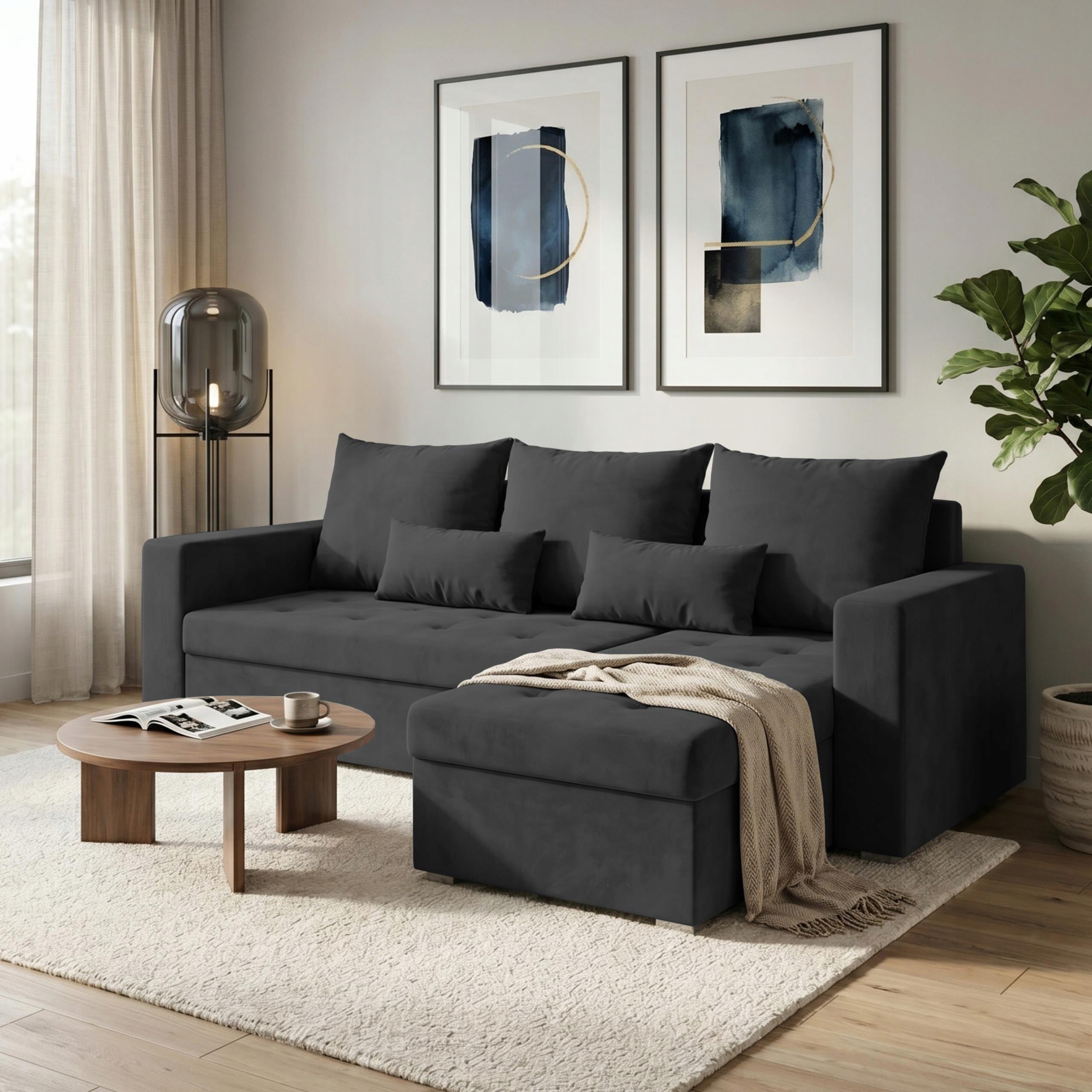 Rohová Sedačka Rohová Sedací Souprava Lantio 245 x 150 cm Do Obývacího Pokoje Polský Výrobce Kontejner