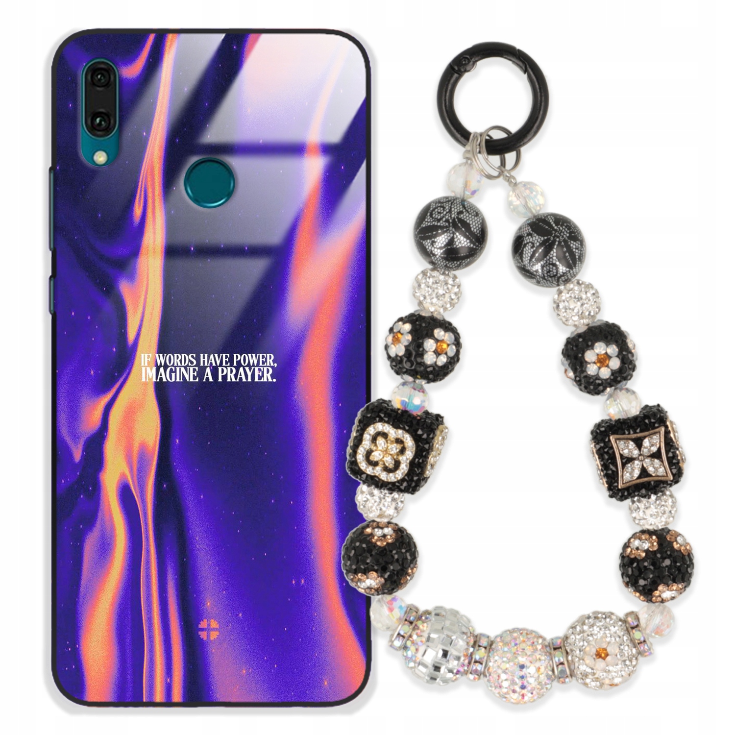 Pouzdro Pro Huawei Y9 2019 Glass Přívěsek Na Klíče Elegantní Kryt Premium Vzory