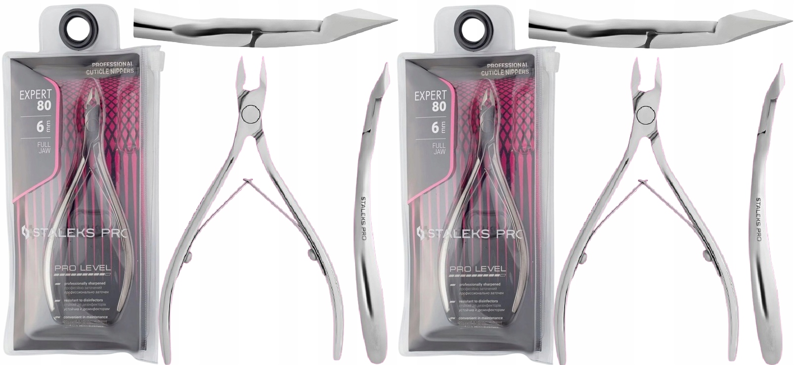 2 x Staleks Profesionální kleště na kůži Expert 80 6 mm Dvojité pružiny