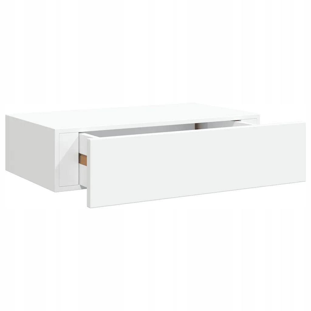 Bílá závěsná police se zásuvkou 40 x 23,5 x 10 cm