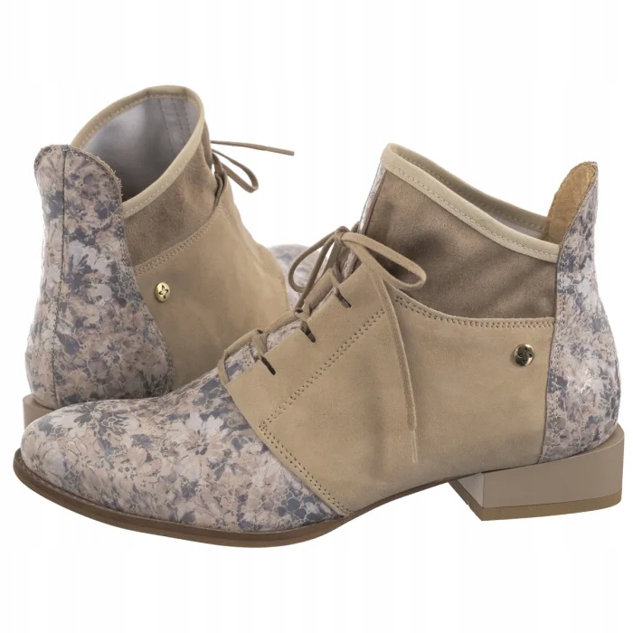 Dámské Kotníkové Boty na jaro Maciejka Béžové s květinami 04744-53/00-5