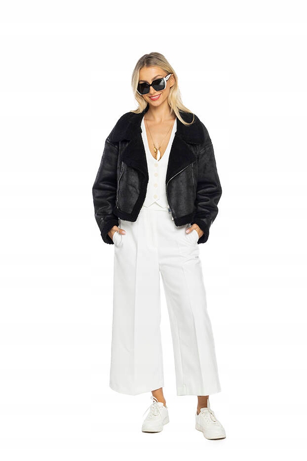 Dámská Kožichová Bunda AG9-9006 Černá, Velikost (40)