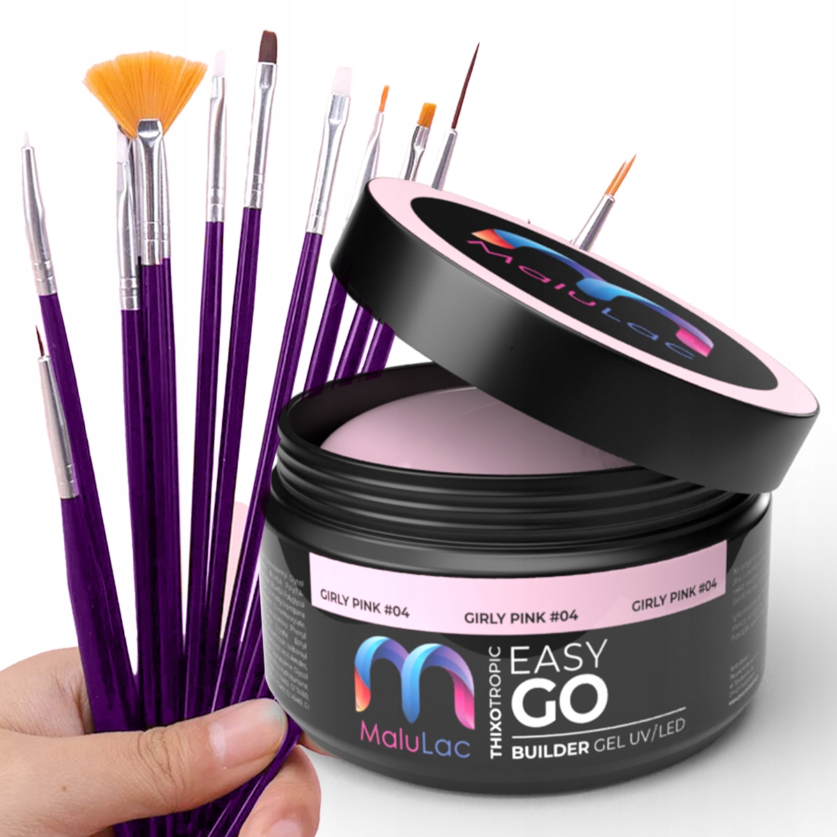 

Zestaw żel gel MaluLac 45g pędzelki do paznokci