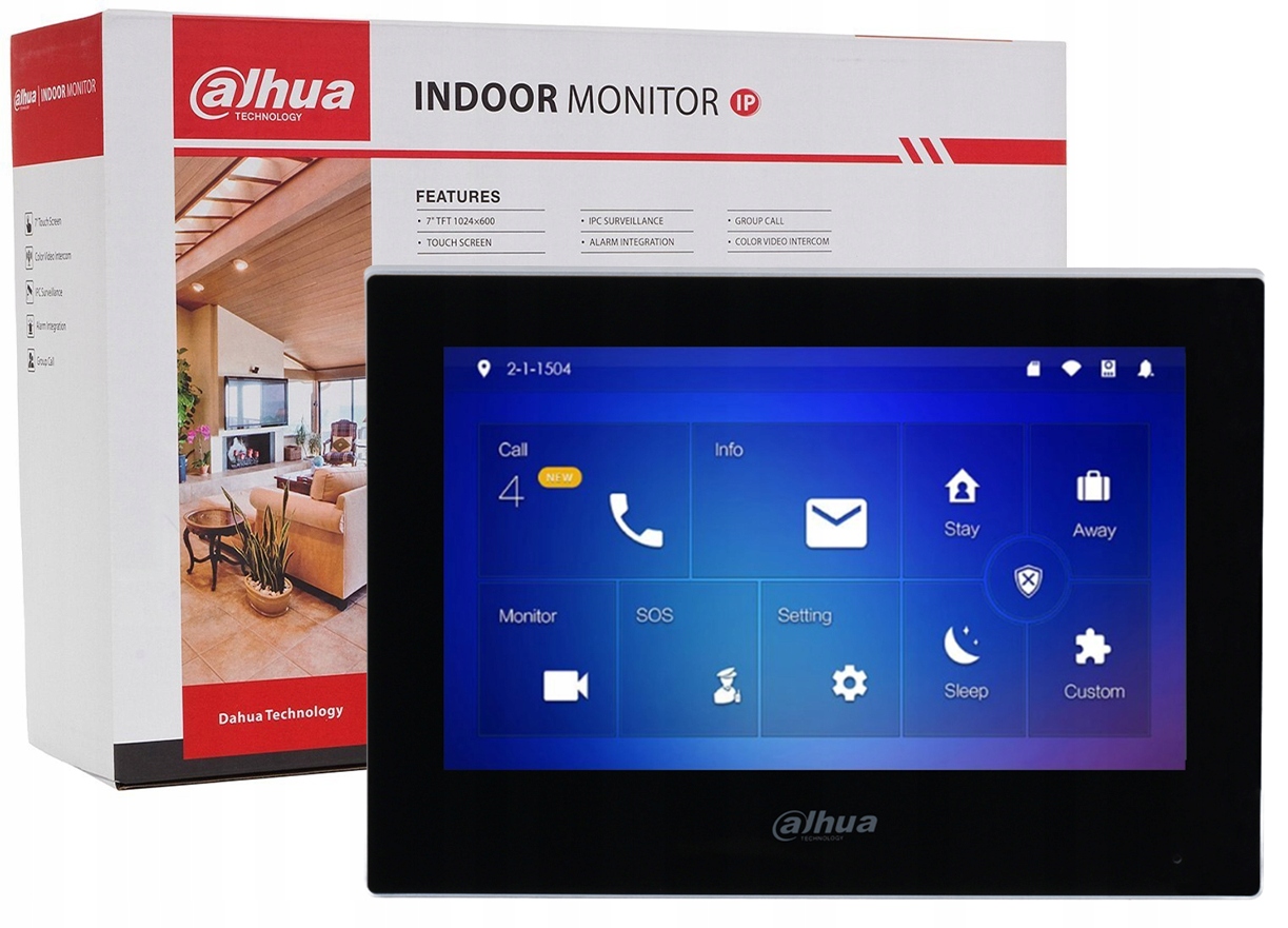 Vnútorný panel Dahua VTH2621G-P čierny s dotykovým displejom a interkomom