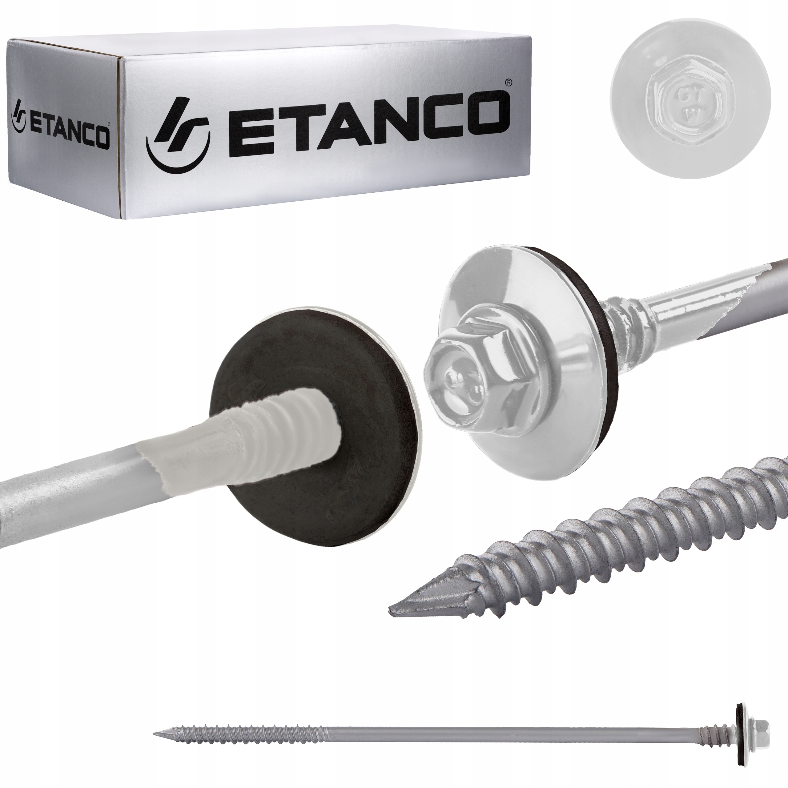 Skrutky do sendvičovej dosky 190 mm Ral 9010 100s do betónového dreva Etanco Gtrw