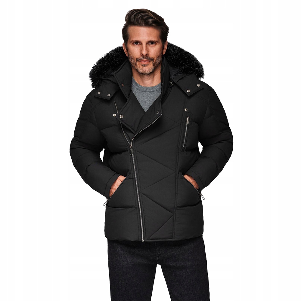 Pánská prošívaná bunda střihu ramoneska černá V1 OM-JAHP-0252, velikost XL