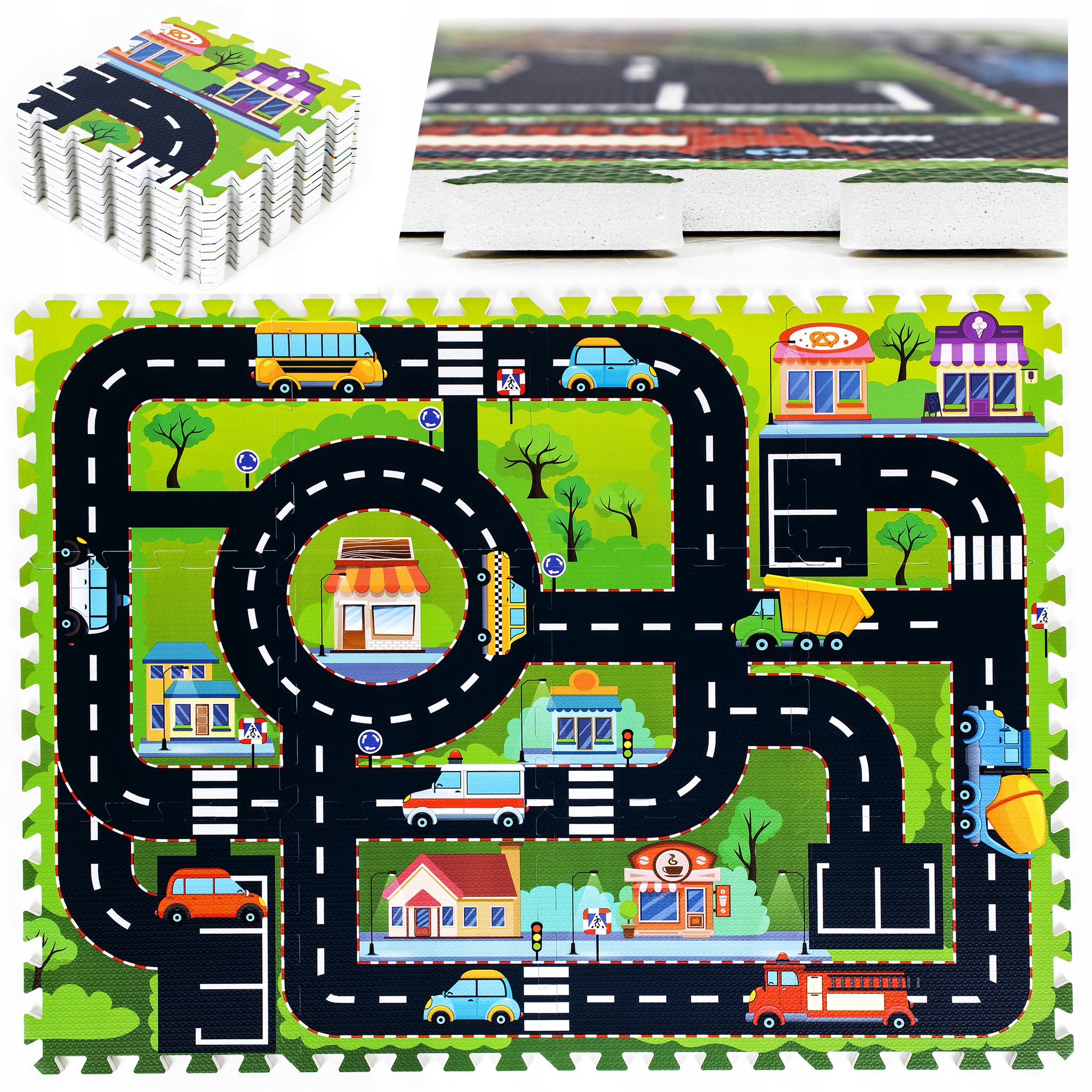

Gruba Mata edukacyjna Miasto puzzle Piankowe 12szt