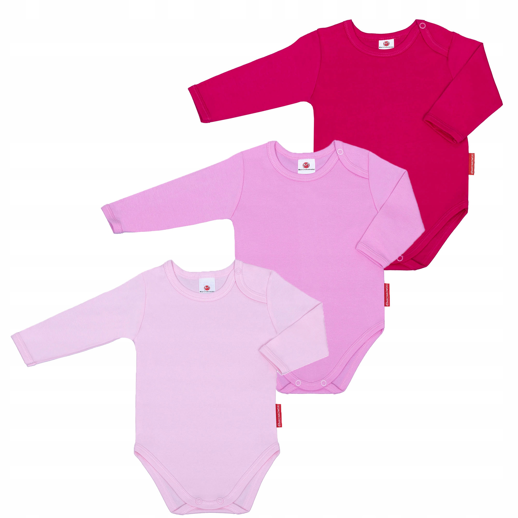 

3X Kolorowe Body Dziecięce Bawełna Długi Rękaw 80