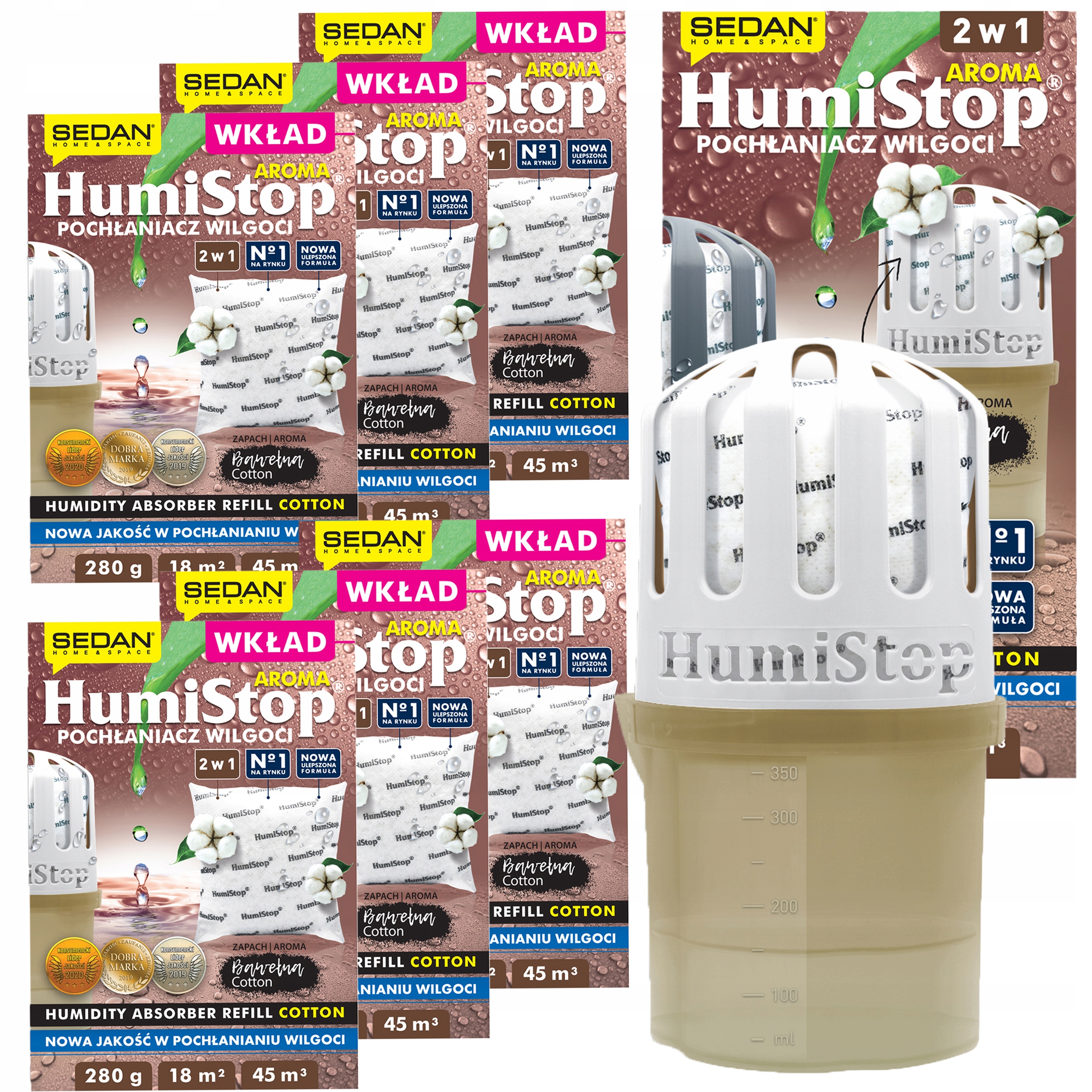 Pohlcovač Vlhkosti Humistop S Vložkou 6xVLOŽKA Zásoba 280g Vůně Bavlna