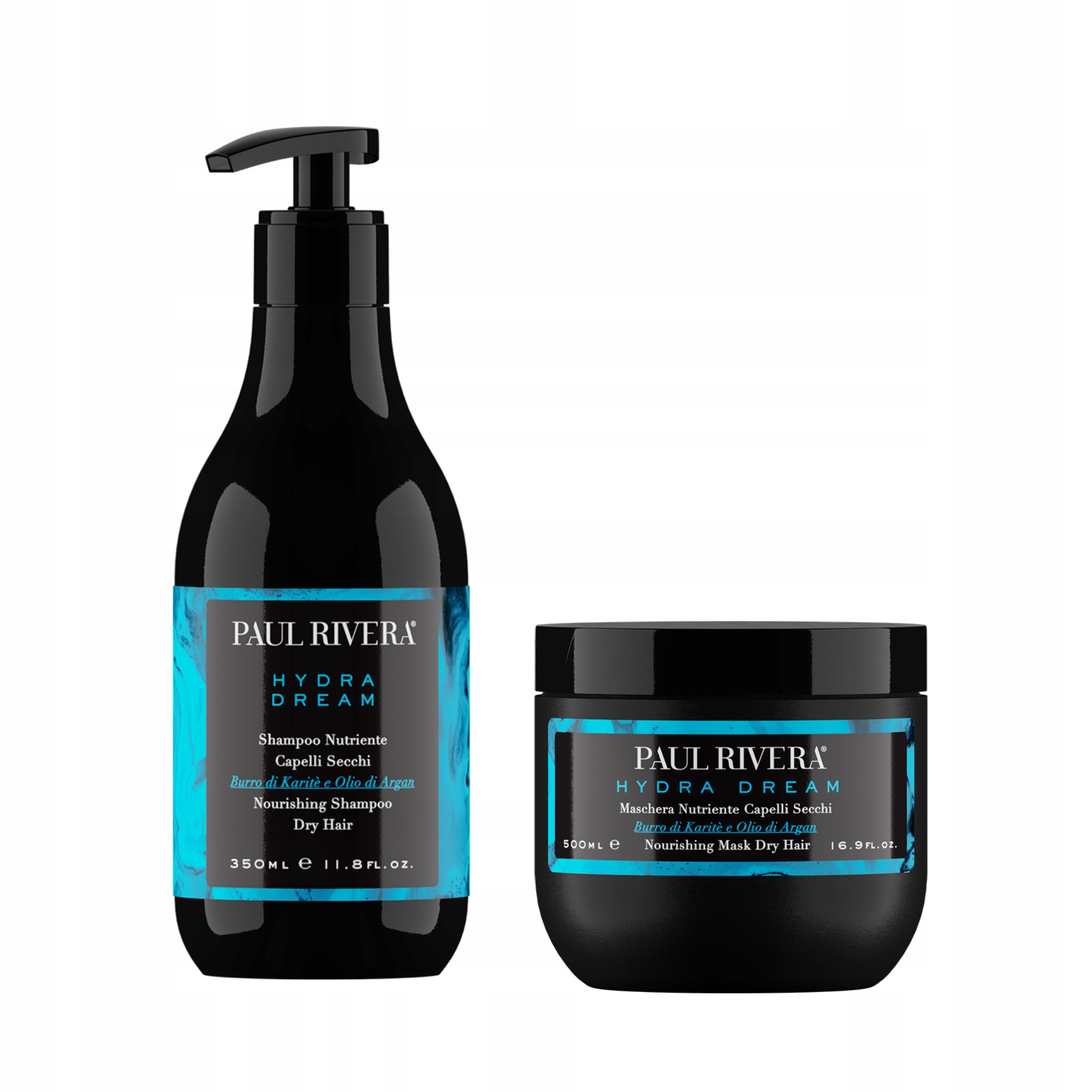 Paul Rivera Hydra nawilżający szampon 350ml maska 300ml do włosów suchych