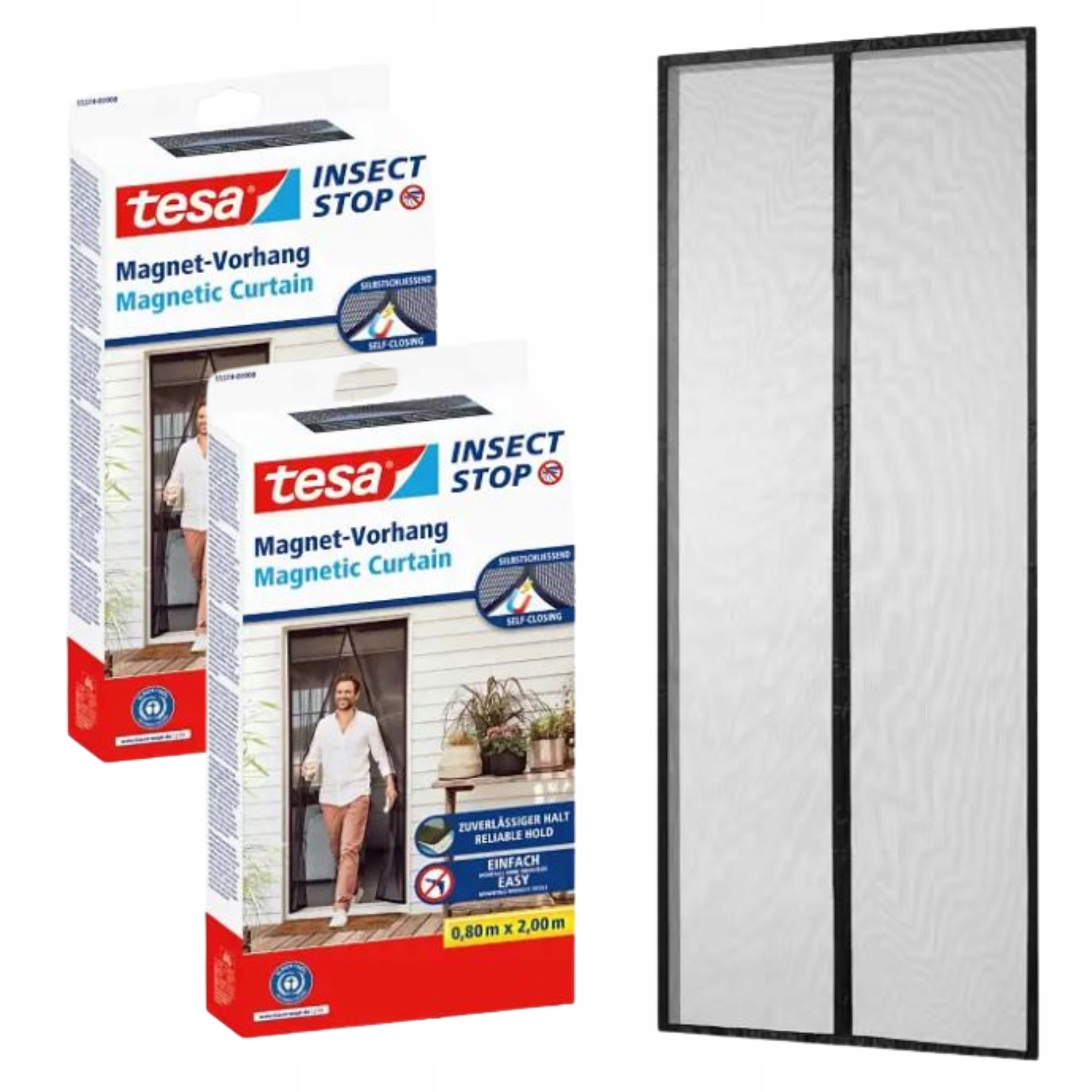 Tesa Moskytiéra s magnetickým samozavíracím systémem na balkonové dveře 0,9 x 2,1 m x2