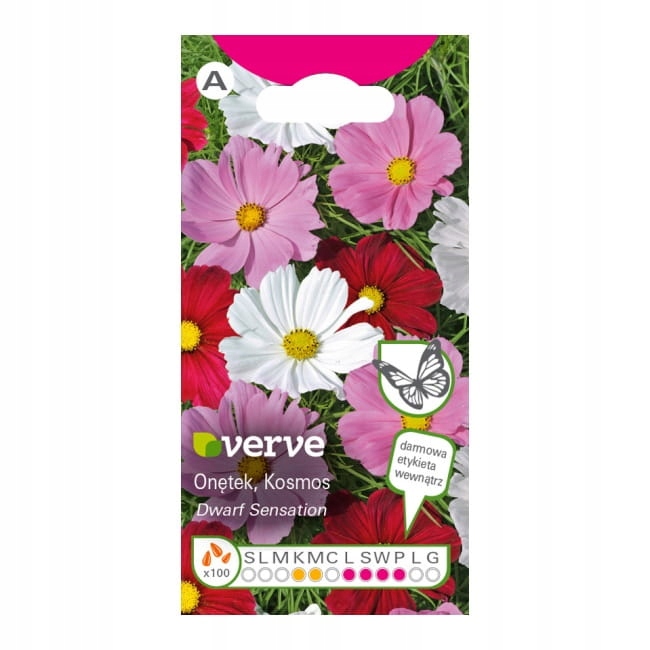 Nasiona kosmos Dwarf Sensation mixed Verve Onętek x100 + etykieta