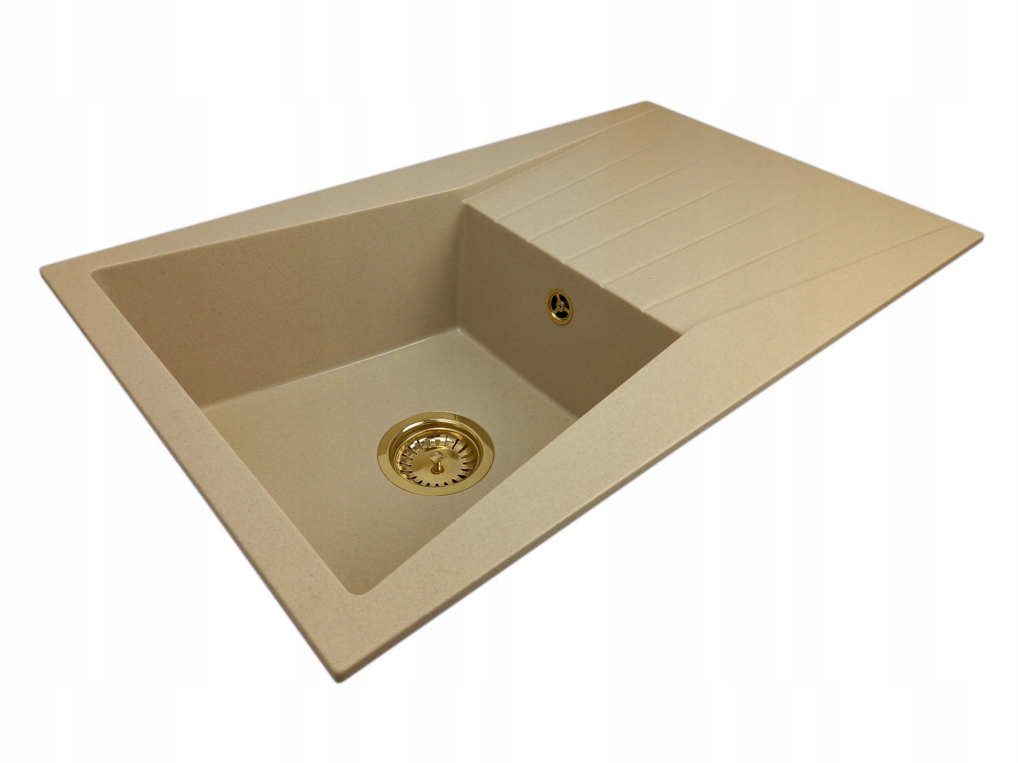 

Zlewozmywak granitowy jednokomorowy + złoty syfon