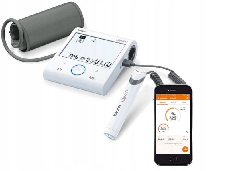 Ciśnieniomierz Beurer Bm 96 Cardio Biało-szary z funkcją Ekg