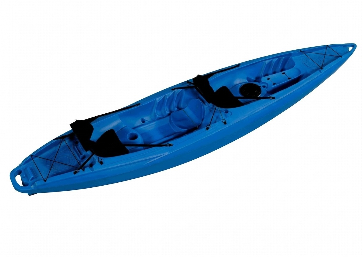 Dvoumístný kajak TwinWave400 Sit-on-Top z Hdpe 2+1, odolný, vhodný pro rybaření, modrý