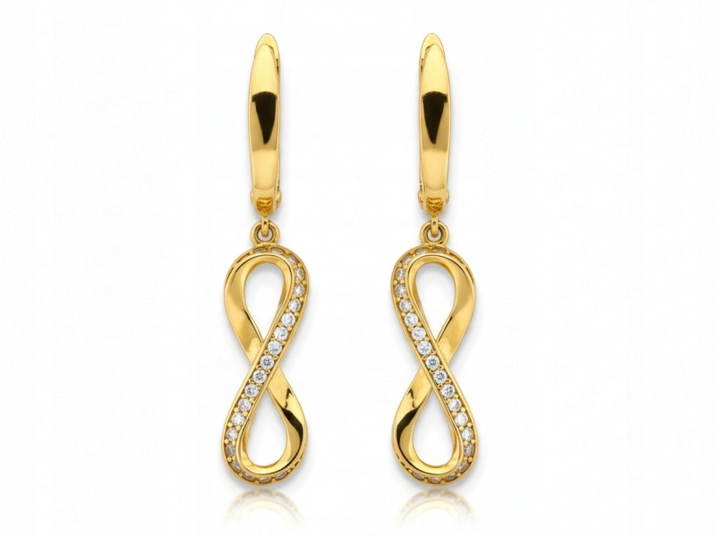 Zlaté náušnice pro ženu 585, módní vzor, ideální jako dárek