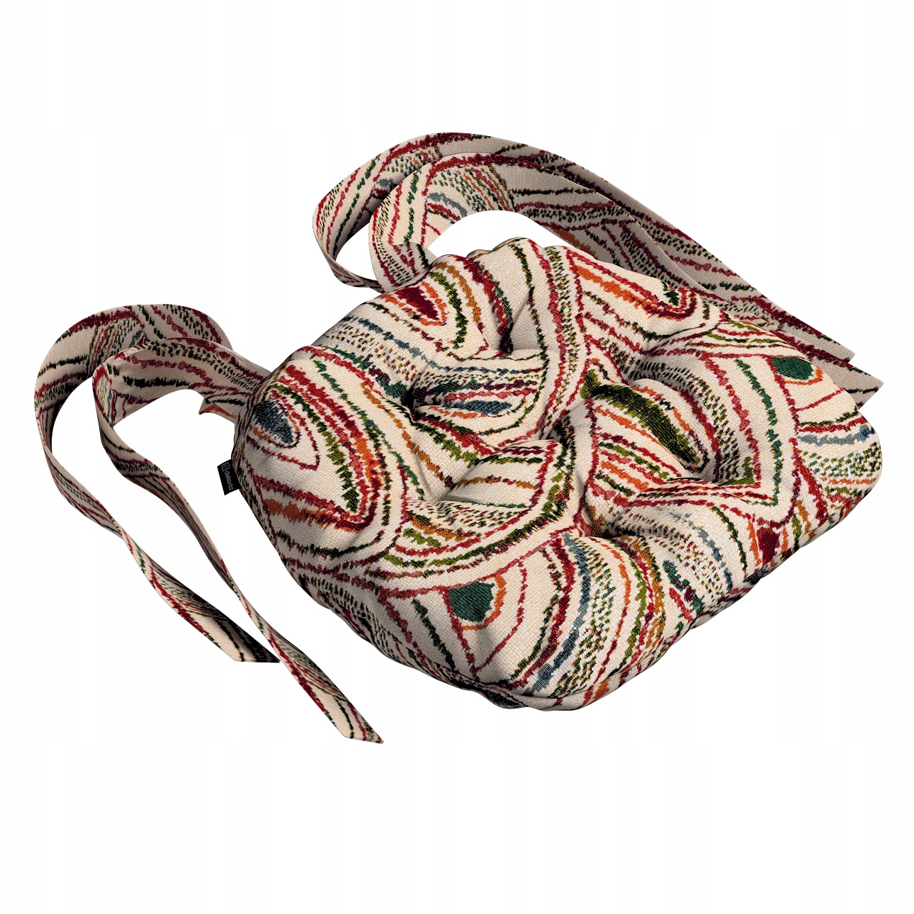 Polštář na židli Marcin 37x40 červeno-zelené oblouky na krémovém pozadí