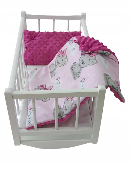 KOŁYSKA DREWNIANA BIAŁA dla lalek POŚCIEL MATERAC