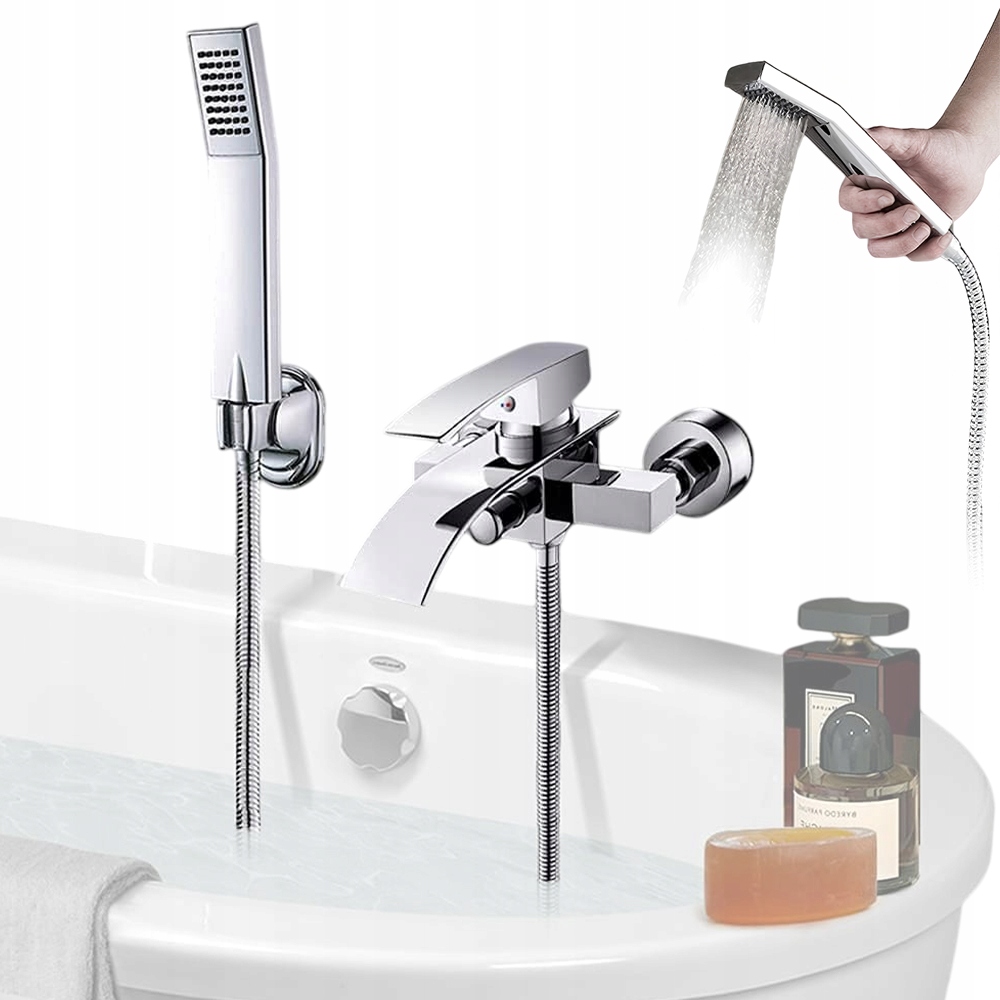 Set Vanová Baterie Se Sprchou Sprchová Hlavice Hadice Držák Hadice 1,5 M