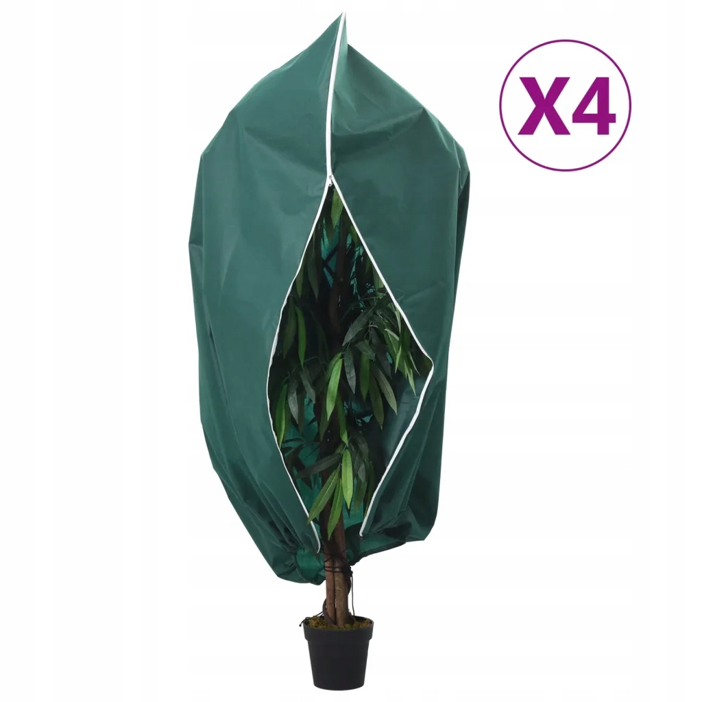 Ochranné návleky na rostliny na zip 4 ks 70 g/m² 1 x 1,55 m Zelená 3203538