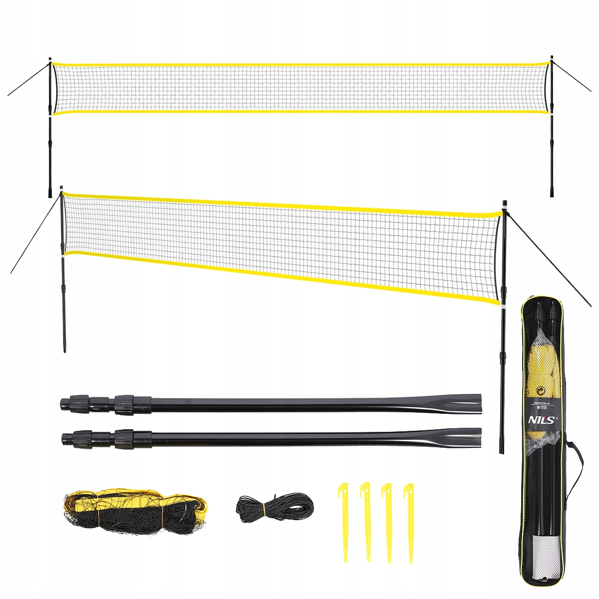 SIATKA DO BADMINTONA SŁUPKI TELESKOPOWE 600x60cm + POKROWIEC PEŁNY NILS