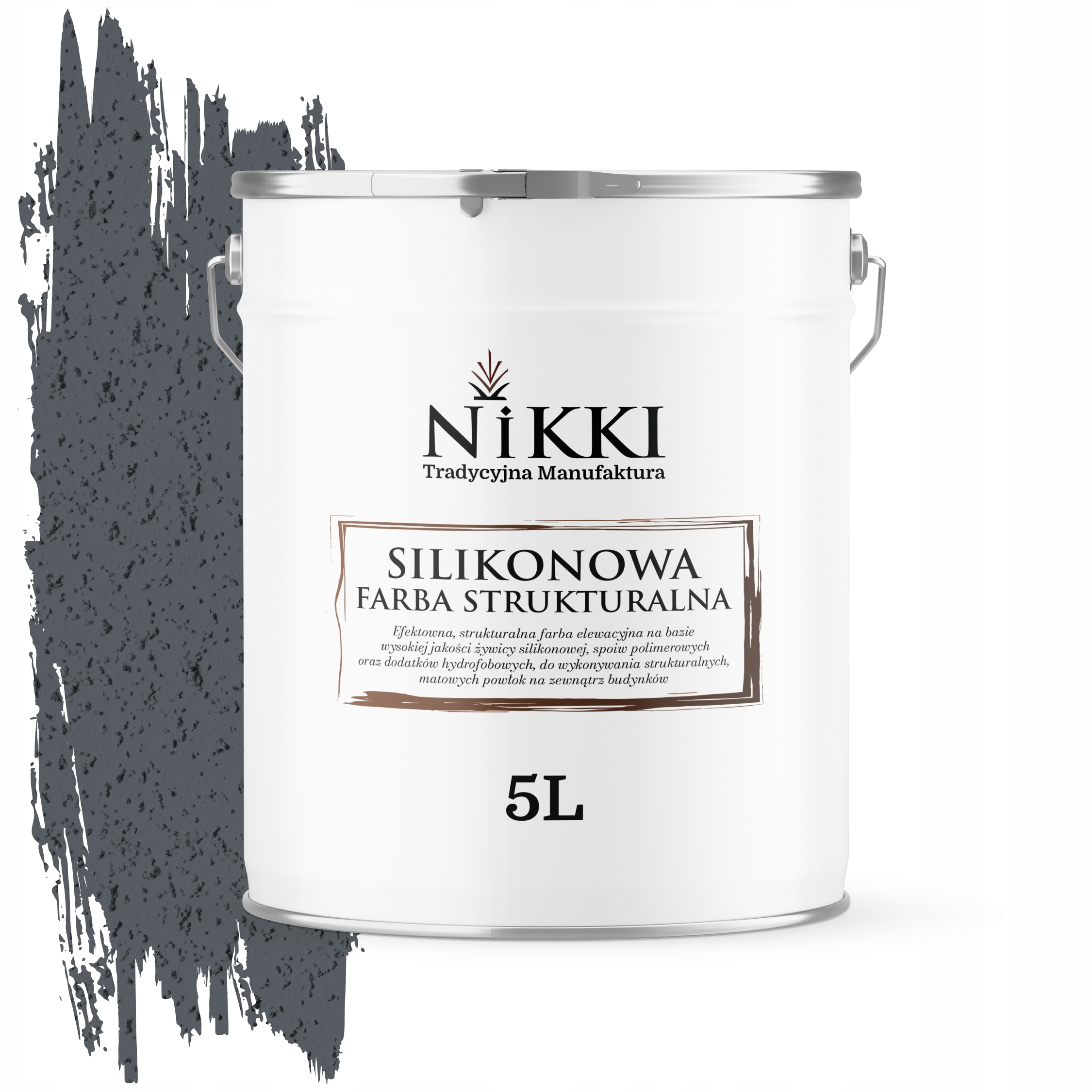 Barva Strukturovaná Fasádní silikonová 5L Šedá Grafitová F256