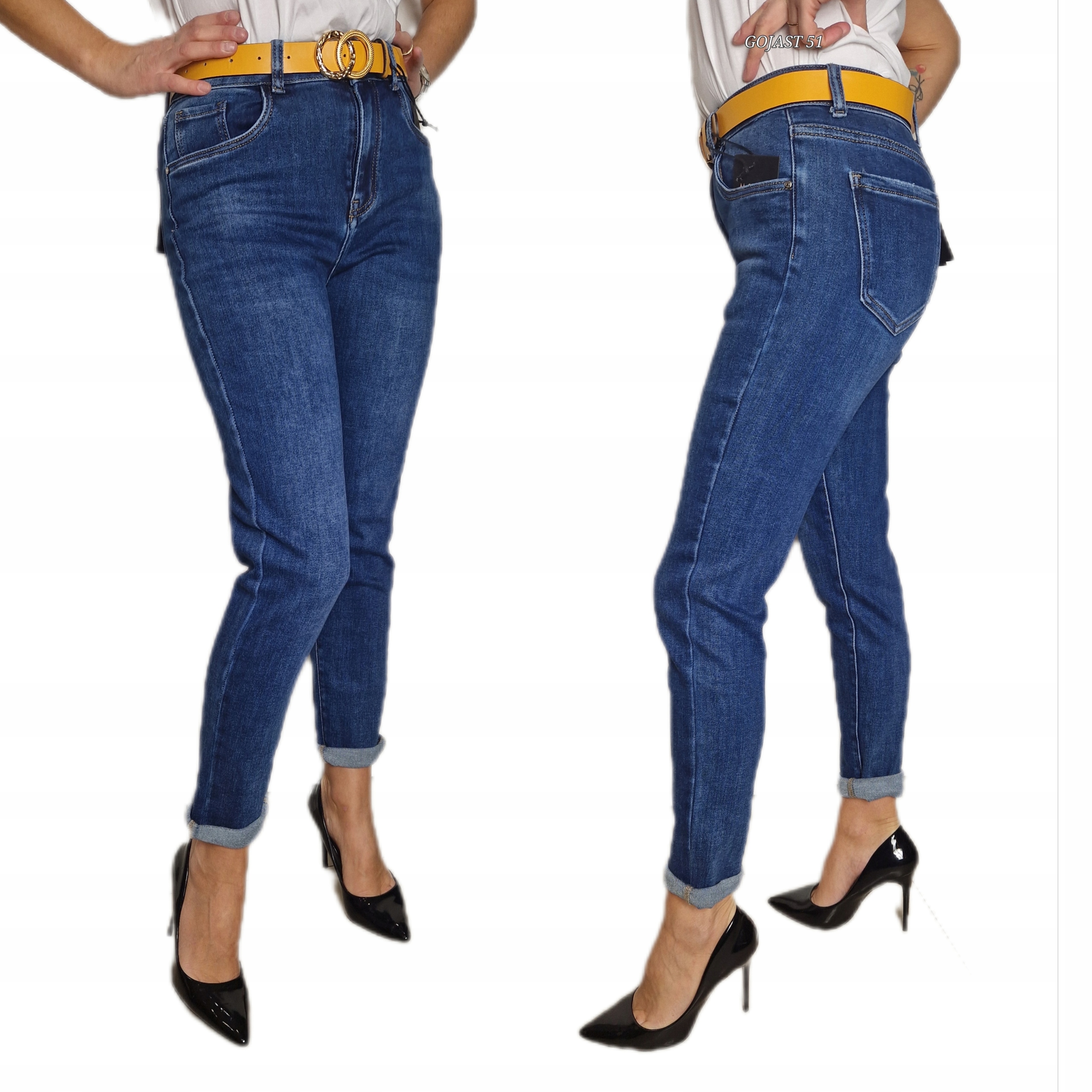 Dámské kalhoty Džíny Tmavě modré Klasické Úzké Nohavice Zeštíhlující