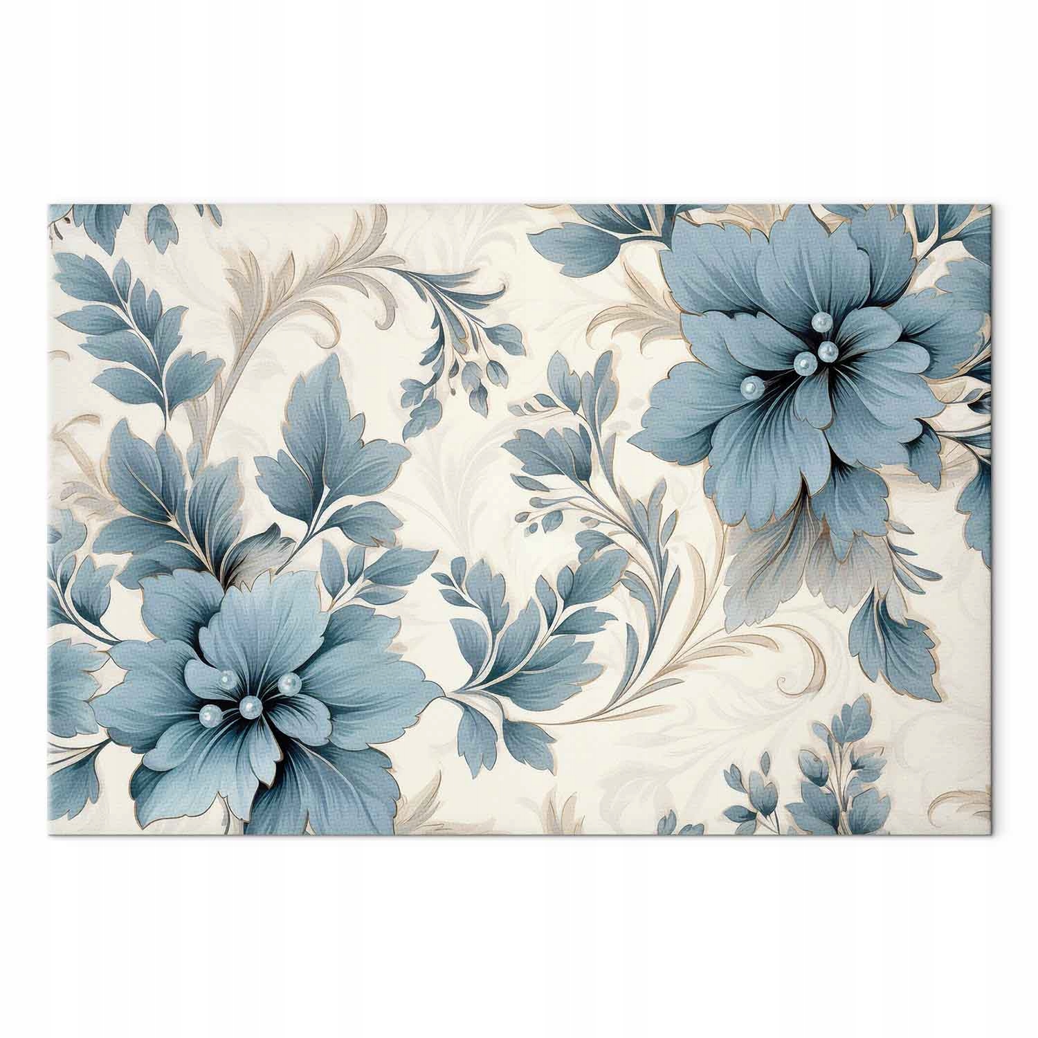 Obraz na plátně canvas Grafika Květiny Béžová Světle Modrá Retro Vintage 60x40 cm