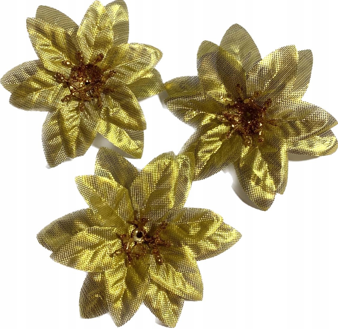 

Kwiaty Sztuczne Gwiazda Betlejemska Złota 3 szt.