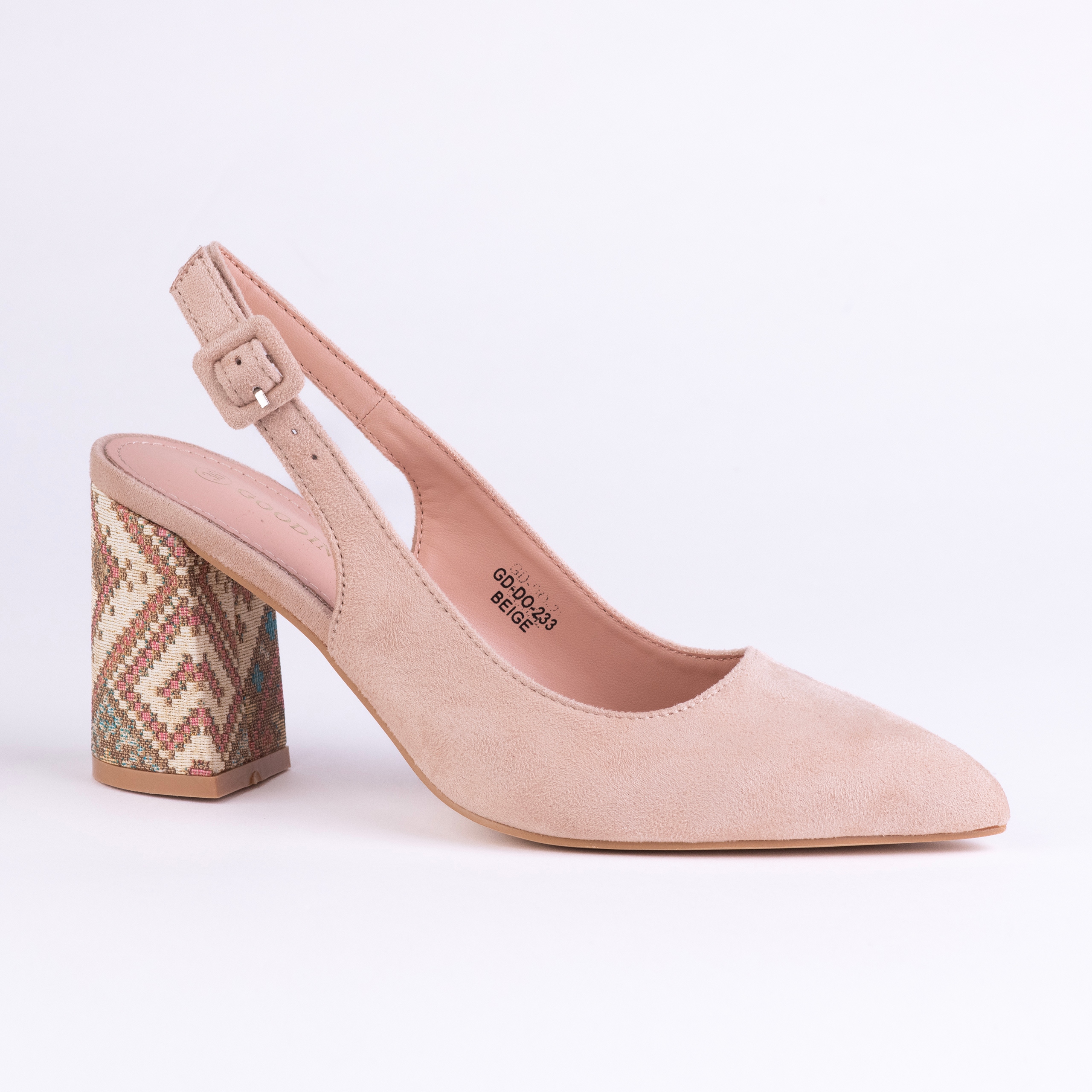 Elegantní dámské lodičky Goodin GD-DO-233 sloupek, semišová kůže béžová 36