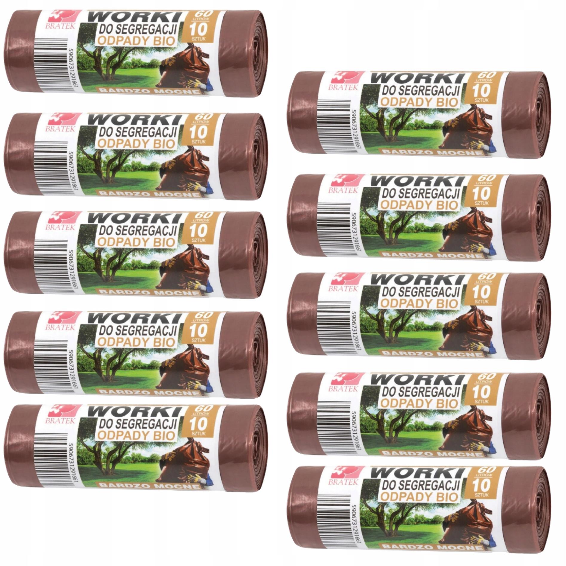 

Worki segregacji śmieci Brązowe odpad Bio kosz 60L