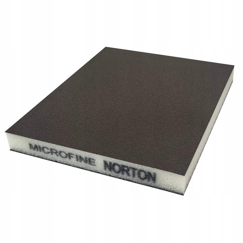 Gąbka ścierna dwustronna Norton 120x98x12mm mikro drobna- biała