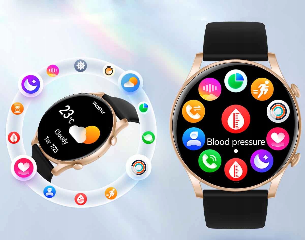 SMARTWATCH ZEGAREK DAMSKI POLSKIE MENU ROZMOWY CIŚNIENIE PULS SPORT AMOLED Transmisja danych brak