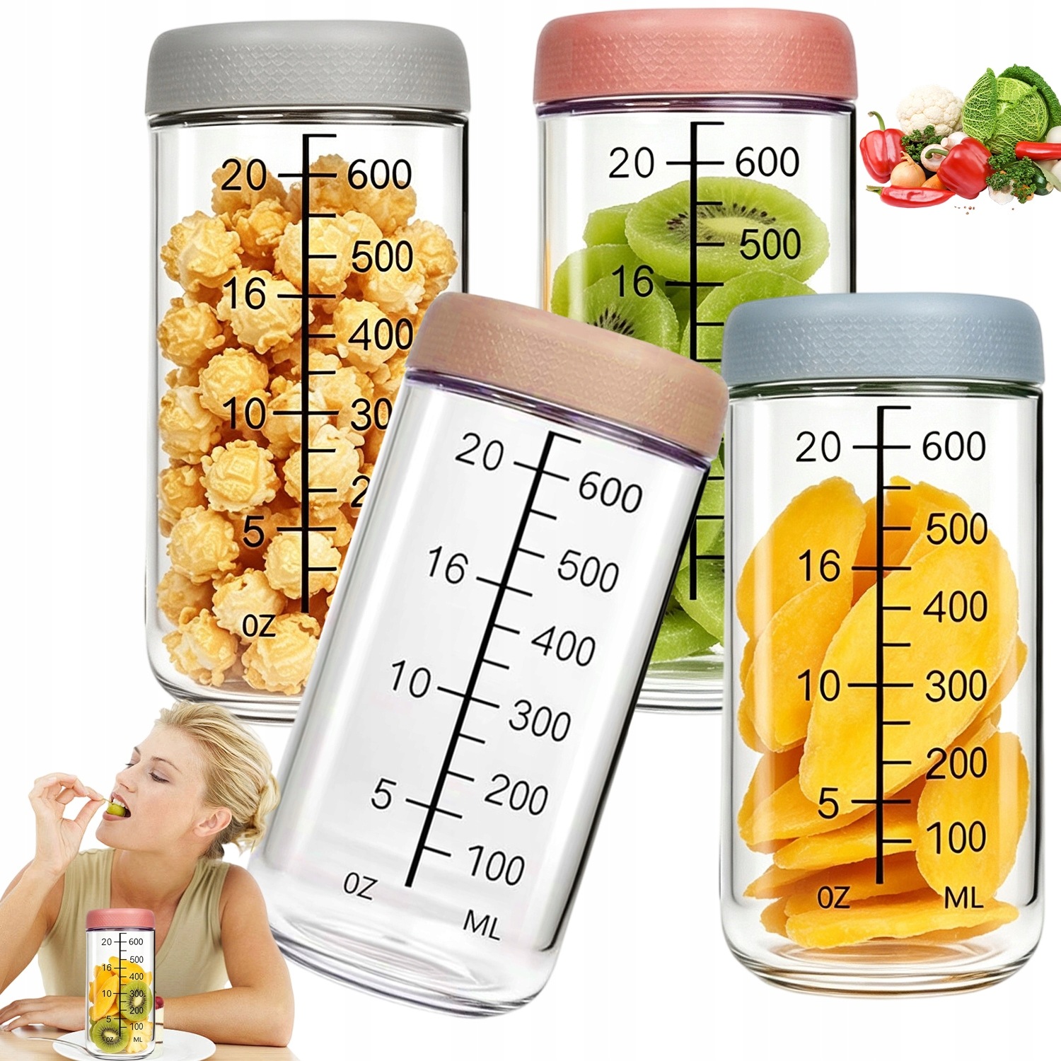 Skleněná Zavařovací Sklenice Hermetická 750 ml Borosilikátová Široký Otvor Meal Prep