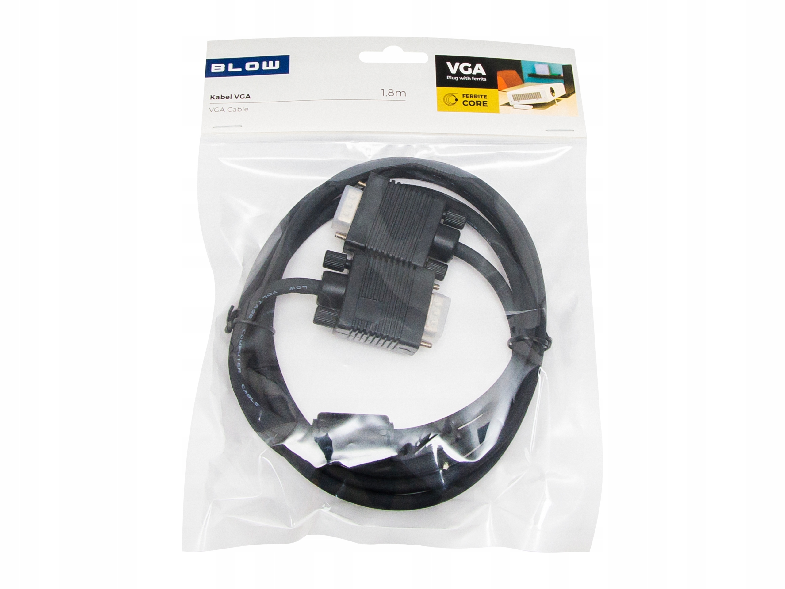 Kabel przewód VGA BLOW D-SUB monitor rzutnik 1,8m Kod producenta 92-084#