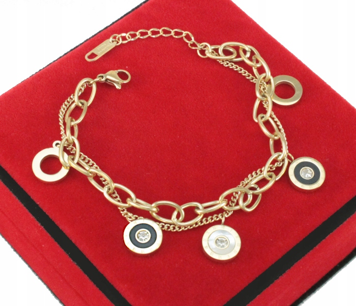 

Bransoletka Złota Chain Zegar Cyrkonie Stal 316 L