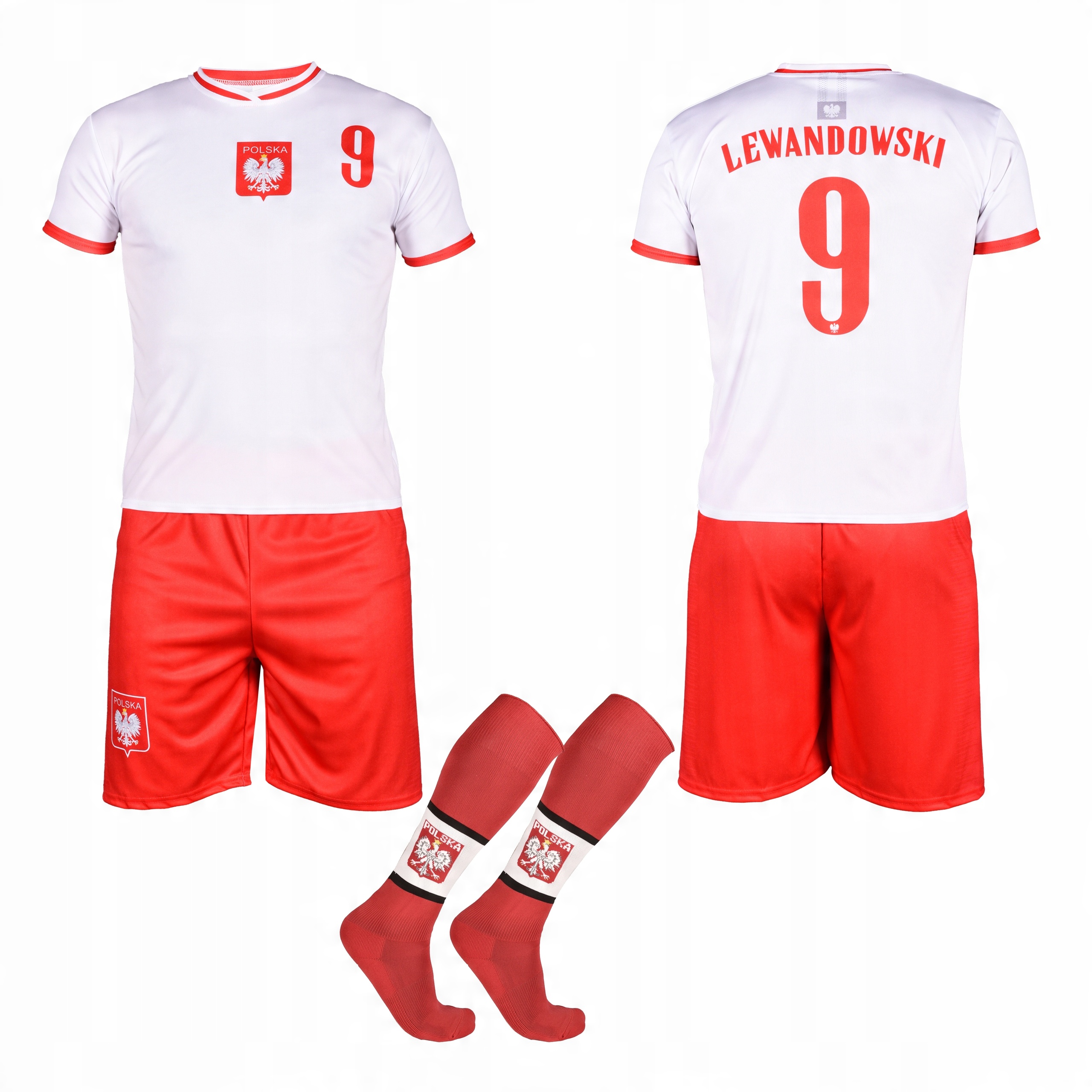 

Strój piłkarski z getrami Lewandowski Polska - 128