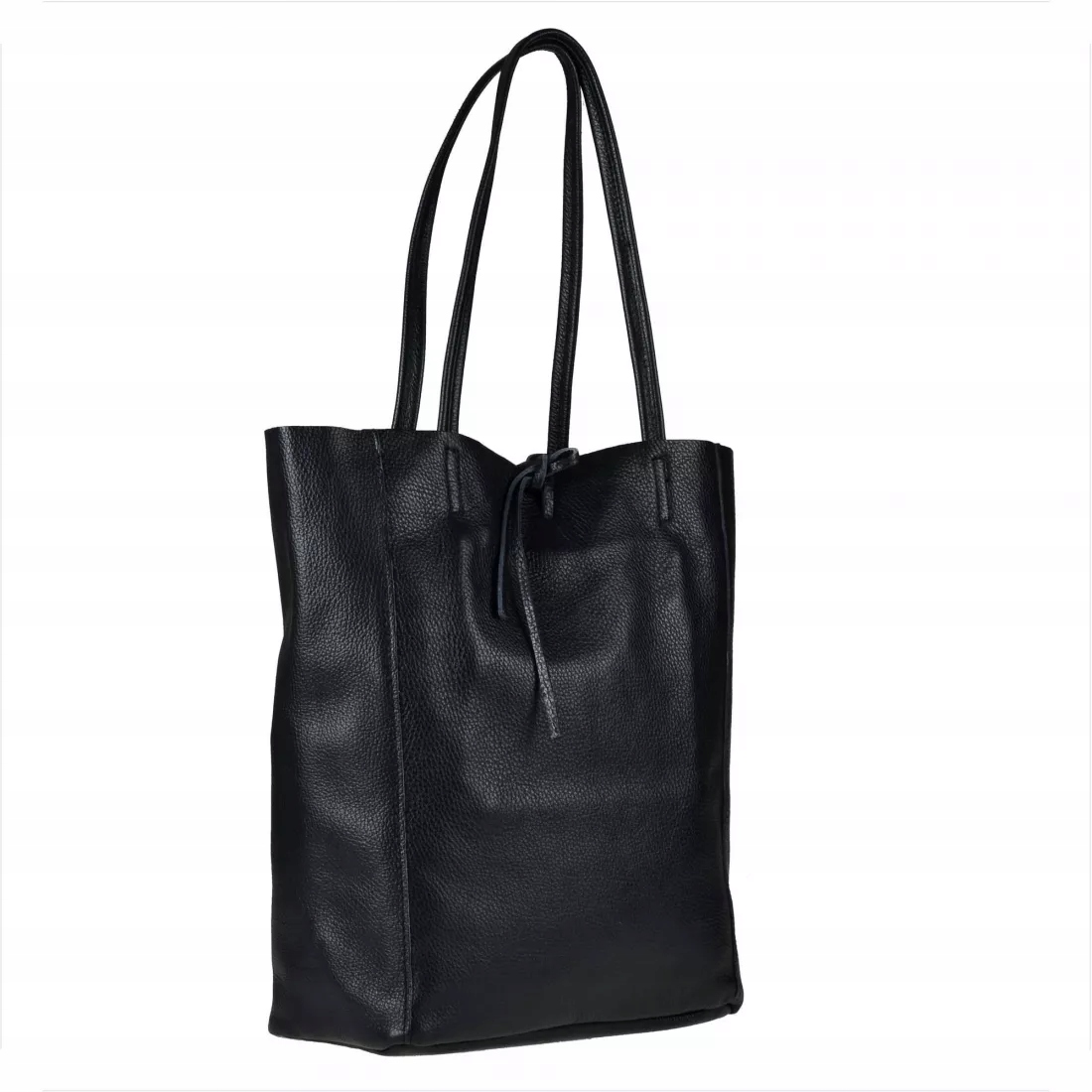 Kožená kabelka lehká shopper černá